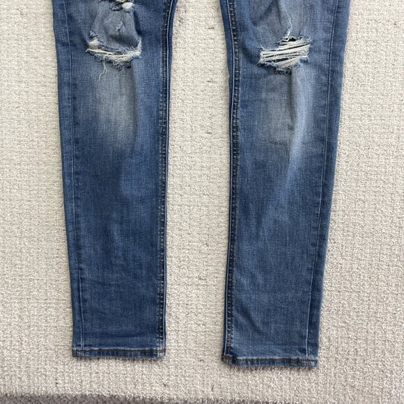 JACK & JONES Mens Liam Distressed Skinny Jeans W34 L32 Blue Cotton Punk Raw - Picture 3 of 9